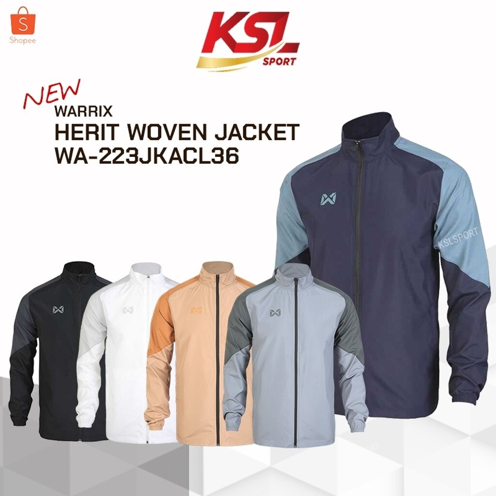 WARRIX เสื้อแจ็คเก็ตผ้าร่ม กันลม Jacket รุ่น Herit Woven (WA-223JKACL36) สีขาว/กรมท่า/ดำ/เทา/กากี