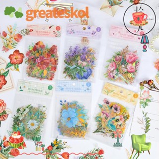 Greateskol สติกเกอร์ PET ลายดอกไม้ หลากสี ตกแต่ง DIY