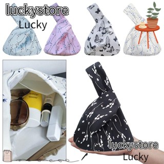 Lucky กระเป๋าผ้าใบ หูหิ้ว ใส่โทรศัพท์มือถือ ลายดอกไม้ แบบพกพา DIY