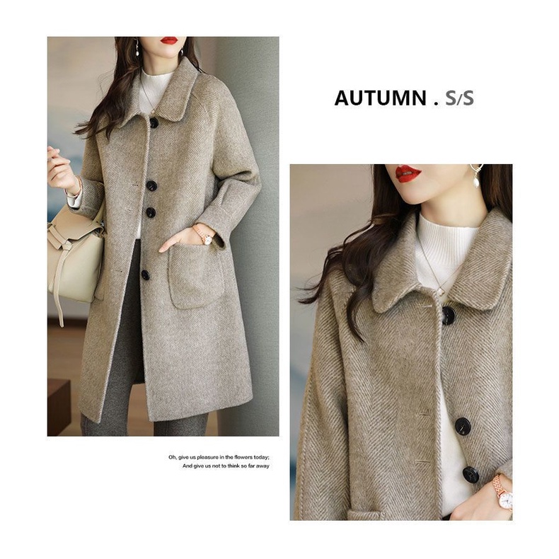 เสื้อโค้ทยาว ผ้าวูล ขนาดเล็ก และหนา เข้ารูป สไตล์เกาหลี แฟชั่นฤดูใบไม้ร่วง และฤดูหนาว สําหรับสตรี ไซซ์ 3XL 2023 - รูปที่ 5