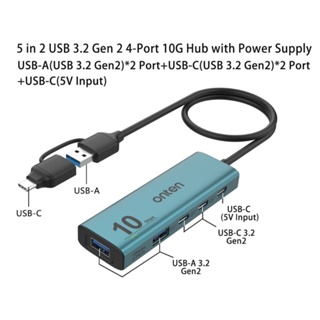 C* อะแดปเตอร์ฮับ USB C 10Gbps อะลูมิเนียมอัลลอย พร้อมพอร์ต Type C 3 พอร์ต และ USB 3 0 2 พอร์ต สําหรับถ่ายโอนข้อมูลอย่างรวดเร็ว