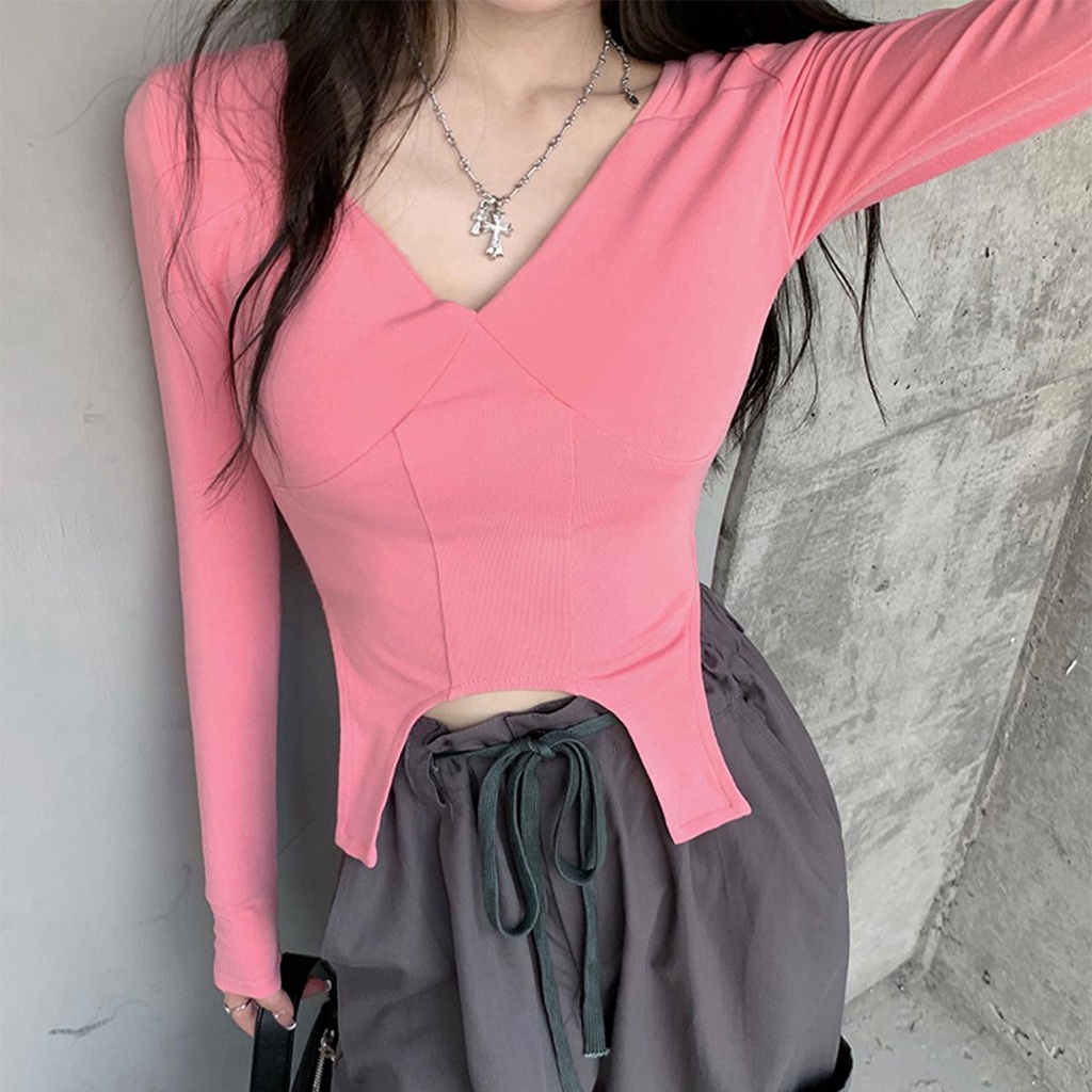 Anna Y2K 2551 เสื้อยืด แขนยาว งานจริงสวยตรงปก ราคาดีเวอร์ สวยเเซ่บปังจ้า bornpink แฟชั่นเกาหลี เซ็กซี่