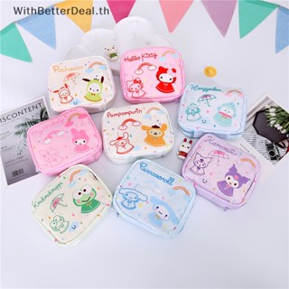 SANRIO กระเป๋าใส่เหรียญ เครื่องสําอาง กระเป๋าสตางค์ มีซิป ขนาดเล็ก แบบพกพา ลาย Hello Kitty Kuromi