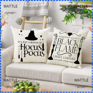 Wattle ปลอกหมอนอิง ผ้าลินิน ลายแมวดํา ขนาด 45x45 ซม. ทนทาน สําหรับตกแต่งบ้าน และกลางแจ้ง