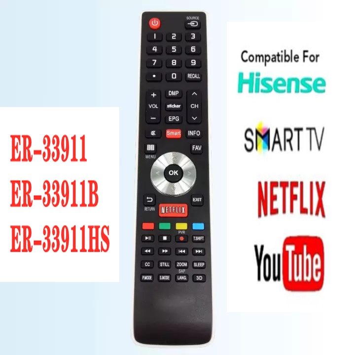 ใหม่สําหรับ Hisense SMART TV รีโมทคอนโทรล RM-L1365 ER-33911BROH สําหรับ NETFLIX ER-33911HS ER-33911 