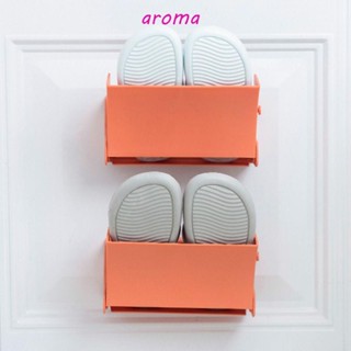 Aroma ชั้นวางรองเท้าติดผนัง, ขาตั้งรองเท้าพับได้สองชั้น, ที่แขวนกันน้ํา แบบติดผนัง ไม่ต้องเจาะรู ชั้นวางของในห้องน้ํา