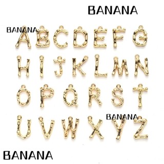 Banana1 จี้ตัวอักษร A-Z ABC โลหะ สีทอง 26 ตัวอักษร 1.5 มม. สําหรับสร้อยคอ 26 ชิ้น