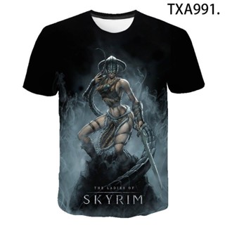 เสื้อยืด พิมพ์ลาย Skyrim แฟชั่นสตรีท 2022