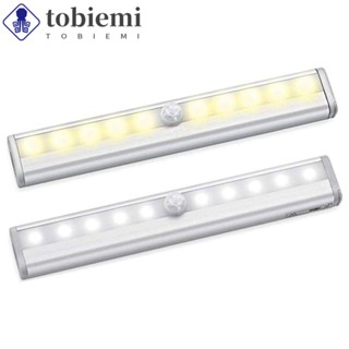 Tobiepz โคมไฟกลางคืน Led 10 ดวง ไร้สาย เซนเซอร์จับการเคลื่อนไหว บางพิเศษ ใช้แบตเตอรี่