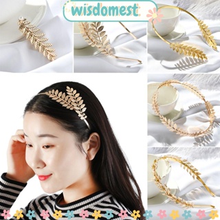 WISDOMEST ที่คาดผม รูปมงกุฎ ใบไม้ สไตล์เรโทร เครื่องประดับ สําหรับงานแต่งงาน