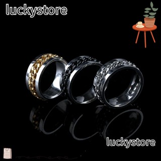 Lucky แหวนไทเทเนียม สเตนเลส สไตล์พังก์ สําหรับผู้ชาย งานแต่งงาน