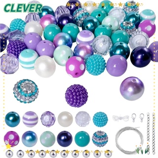 Clever ลูกปัดพลาสติก พลอยเทียม รูปหมากฝรั่ง สีรุ้ง 20 มม. ขนาดใหญ่ สีฟ้า สีม่วง สําหรับทําเครื่องประดับ ต่างหู DIY 50 ชิ้น