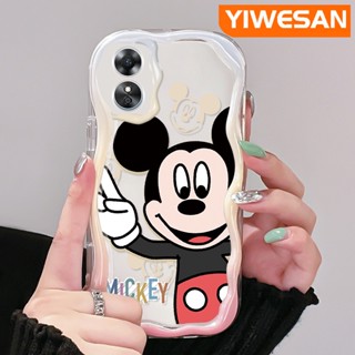 เคสโทรศัพท์มือถือ ซิลิโคนใส กันกระแทก ลายการ์ตูนมิกกี้เมาส์น่ารัก สีครีม สําหรับ OPPO A17 A17K