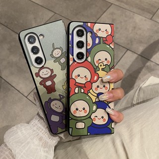 เคสโทรศัพท์มือถือ PC แข็ง ผิวด้าน ลายการ์ตูนเทเลทับบี้น่ารัก สีดําด้าน สําหรับ Samsung Galaxy Z Fold 5 Z Fold 4 Z Fold 3