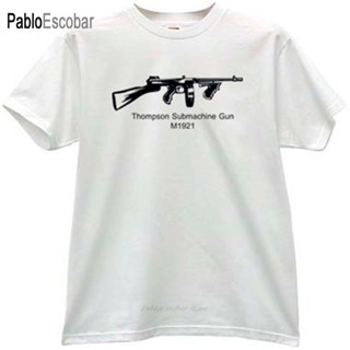 เสื้อยืด พิมพ์ลาย Thompson Submachine Gun M1921 สีขาว สําหรับผู้ชาย