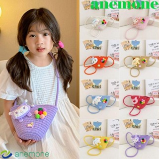 Anemone กระเป๋าใส่เหรียญ ผ้าถัก ลายการ์ตูน Cinnamoroll Kawaii Melody สําหรับเด็กผู้หญิง