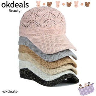 Okdeals หมวกเบสบอล หมวกถักบังแดด ระบายอากาศ กันแดด กลวง หมวกกันแดด วันหยุด