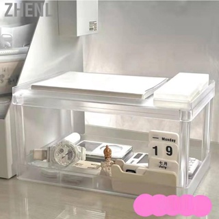 Zhenl Desktop Storage Rack 2 Tiers Transparent Strong Plastic Detachable Widely Used Desk Cosmetic for