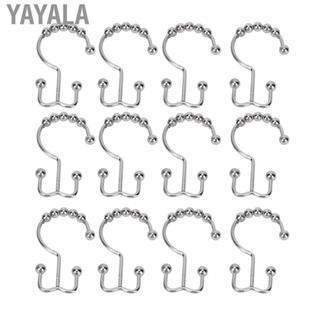 Yayala 12Pcs Shower Curtain Hooks Strong Metal Double Easy Gliding Rust