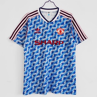 เสื้อกีฬาแขนสั้น ลายทีมชาติฟุตบอล Manchester United 90-92 ชุดเยือน คุณภาพสูง สไตล์เรโทร