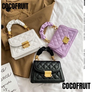 Cocofruit กระเป๋าสะพายไหล่ หนัง Pu แต่งสายโซ่ ประดับเพชร สีพื้น สําหรับผู้หญิง