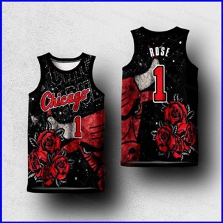 เสื้อกีฬาบาสเก็ตบอลแขนกุด ลาย GP1 Chicago Bulls Rose No.1 พลัสไซซ์ สําหรับผู้ชาย และผู้หญิง PG1