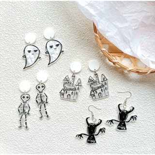 Clearance HALLOWEEN HALLOWEEN ต่างหูอะคริลิค รูปหัวกะโหลก มอนสเตอร์ กราฟฟิติ