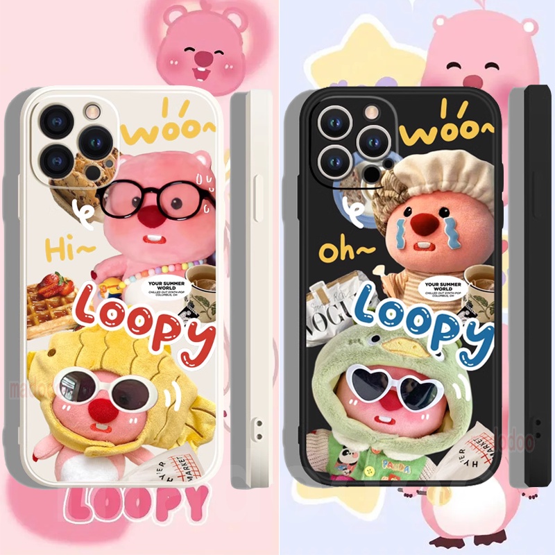 Straight edge Soft เคส OPPO Reno 11 F 11F 10 8T 8 7 6 5 4 3 2 Pro 8z 7z 6z 5z 5f 4f 4Z 2Z 2F Reno8 Reno7 Z Reno4 Reno5 F Reno6 4G 5G Cute Cartoon cap beaver Loopy Fine Hole Couple Lens Protection BFF Soft Phone Case Cover MDD 61