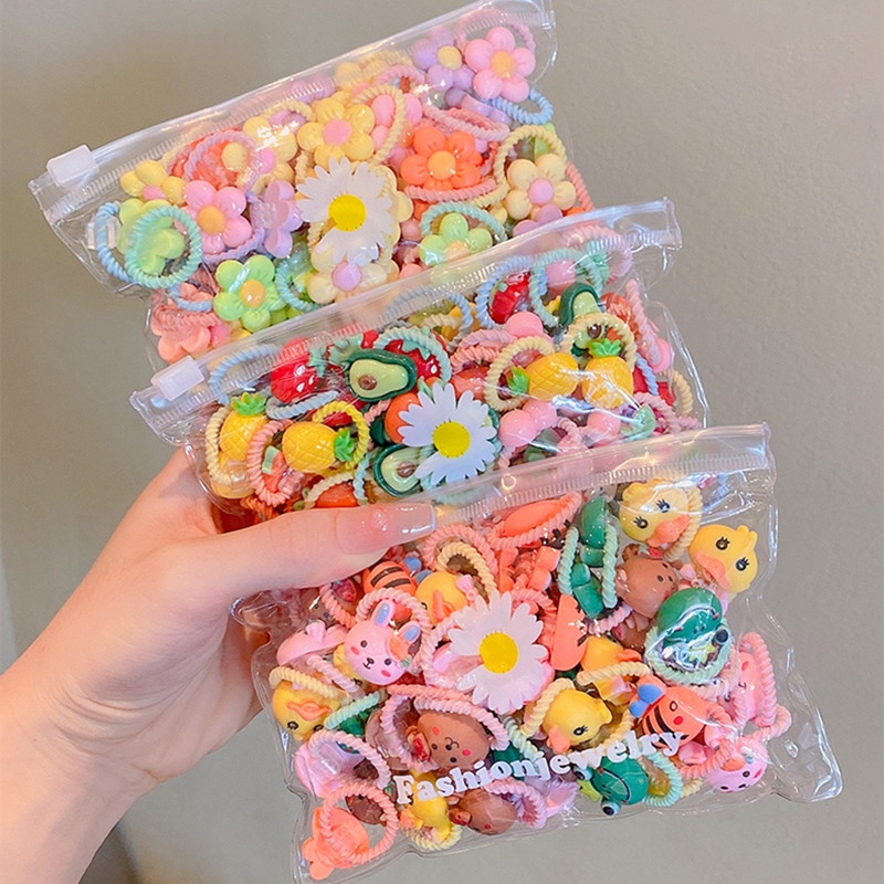 40 ชิ้น เด็ก ยืดหยุ่น ยางรัดผม เด็ก ผลไม้น่ารัก การ์ตูน นิ้วหัวแม่มือ ผูกผมหางม้า ชุดที่คาดผม