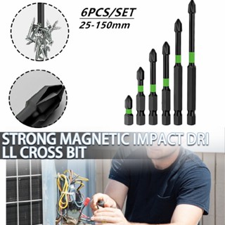 6pcs Magnetic Anti-Slip Drill Bit Cross Head Impact Screwdriver Drills Bit Set