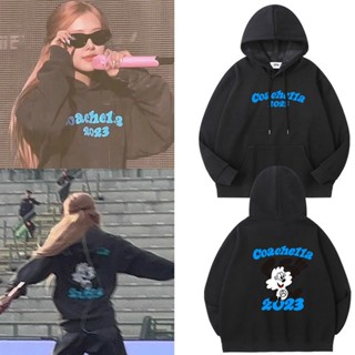 เสื้อแจ็กเก็ตกันหนาว มีฮู้ด ลาย Kpop Blackpink X VERDY Coachella BORN PINK LISA JENNIE ROSE JISOO สไตล์สตรีท สําหรับผู้ชาย และผู้หญิง