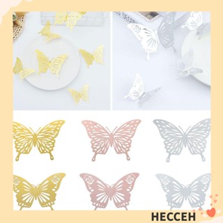 Hecceh สติกเกอร์ติดผนัง ผีเสื้อ ศิลปะ รูปลอก กลวง โลหะ พื้นผิว ตกแต่งผนัง