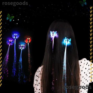 Rosegoods1 กิ๊บติดผมไฟเบอร์ออปติก ไฟ Led หลากสี สําหรับตกแต่งปาร์ตี้ฮาโลวีน คริสต์มาส