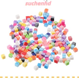 Suchenhd ลูกปัดเรซิน ทรงสี่เหลี่ยม สีรุ้ง คละสี 8x9 มม. 200 ชิ้น