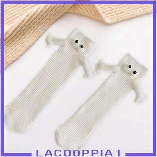 [Lacooppia1] ถุงเท้าข้อกลาง ลายน่ารัก สําหรับคู่รัก 1 คู่