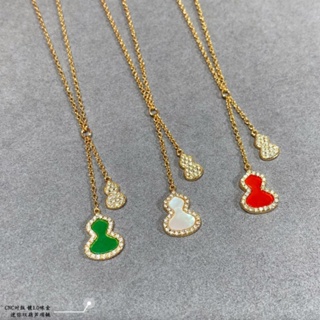 สร้อยคอโซ่เงินสเตอร์ลิง 18K จี้น้ําเต้าคู่ ขนาดเล็ก สีโรสโกลด์ สําหรับผู้หญิง090722534278