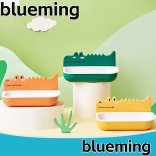 Blueming2 ตะกร้าวางสบู่ แบบสองชั้น ลายการ์ตูนจระเข้ กันลื่น สําหรับติดผนังห้องน้ํา