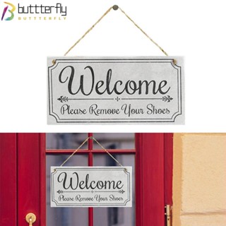 Buttterfly ป้ายไม้ Welcome สําหรับแขวนประตูโรงแรม