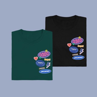 [S-5XL]OMG Sticker เสื้อยืด T-shirt Unisex Cotton 100%