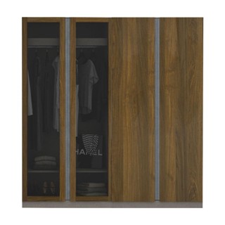 [กทม. 3-5 วัน ส่ง] Koncept furniture ตู้เสื้อผ้าบานเปิด รุ่น Blox สีไม้เข้ม (200x59x210 ซม.)