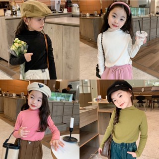 MAX BABY🐰พร้อมส่ง🐰เสื้อยืดแขนยาวเด็กผู้หญิง  เสื้อคอเต่าแขนยาวเด็ก สีพื้น ผ้านิ่มใส่สบาย (923)