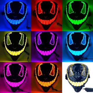 หน้ากากตัวตลก มีไฟ LED เรืองแสง สําหรับปาร์ตี้ฮาโลวีน
