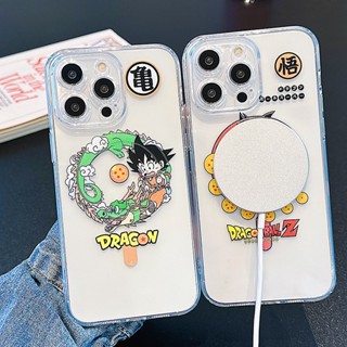 เคสป้องกันโทรศัพท์มือถือ แบบแม่เหล็ก ลายการ์ตูนดราก้อนบอล สําหรับ iPhone 15 11 14 Plus 12 13 Pro Max