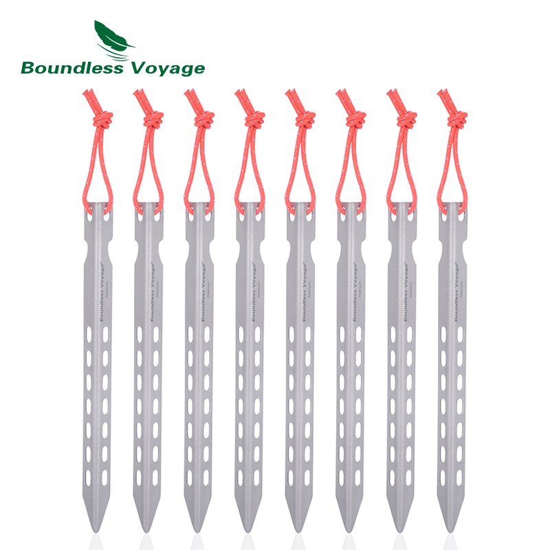 Boundless Voyage- หมุดเต็นท์ไทเทเนียม น้ําหนักเบา แบบพกพา สําหรับตั้งเต็นท์ ตั้งแคมป์กลางแจ้ง 6 8 12 ชิ้น ต่อล็อต
