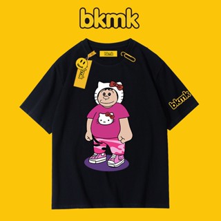 Bkmk เสื้อยืดแขนสั้น ผ้าฝ้ายแท้ ทรงหลวม ลายเสืออ้วน แบรนด์แฟชั่น สําหรับผู้ชาย