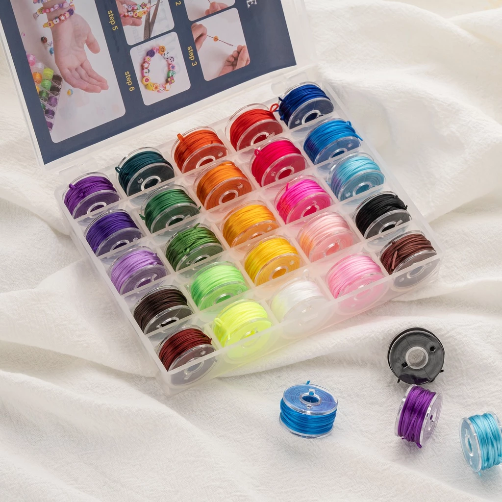 เชือกยางยืด 25 ช่อง 25 สี สำหรับทำเครื่องประดับ สร้อยข้อมือ DIY