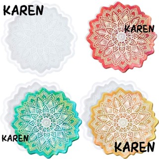 Karen แม่พิมพ์ซิลิโคนเรซิ่น รูปดอกไม้ ขนาด 12*12 ซม. สีขาว สําหรับทํางานฝีมือ DIY 3 ชิ้น