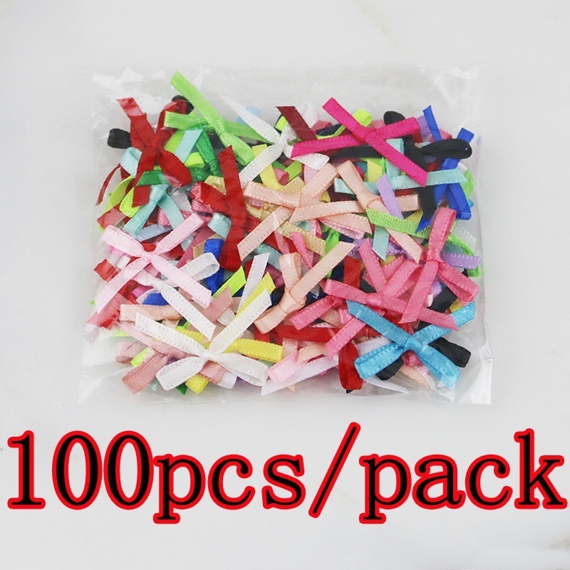 โบว์ ขนาดเล็ก 3 ซม. สําหรับทํากล่องของขวัญ แฮนด์เมด DIY 100 ชิ้น ต่อถุง