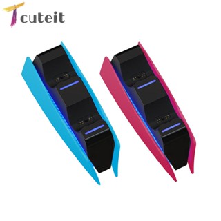 Tcuteit แท่นชาร์จจอยเกม แบบสองพอร์ต ชาร์จเร็ว สําหรับ PS5