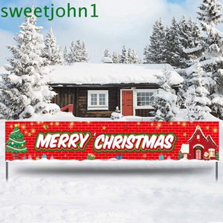 Sweetjohn ธงแบนเนอร์ ผ้าออกซ์ฟอร์ด สําหรับตกแต่งปาร์ตี้คริสต์มาส